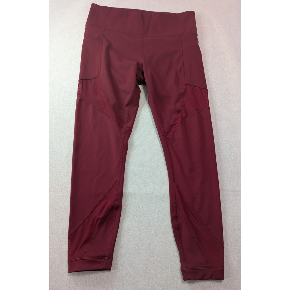 Member's Mark Compression Leggings Women XL Burgundy Excellent Mesh Pockets